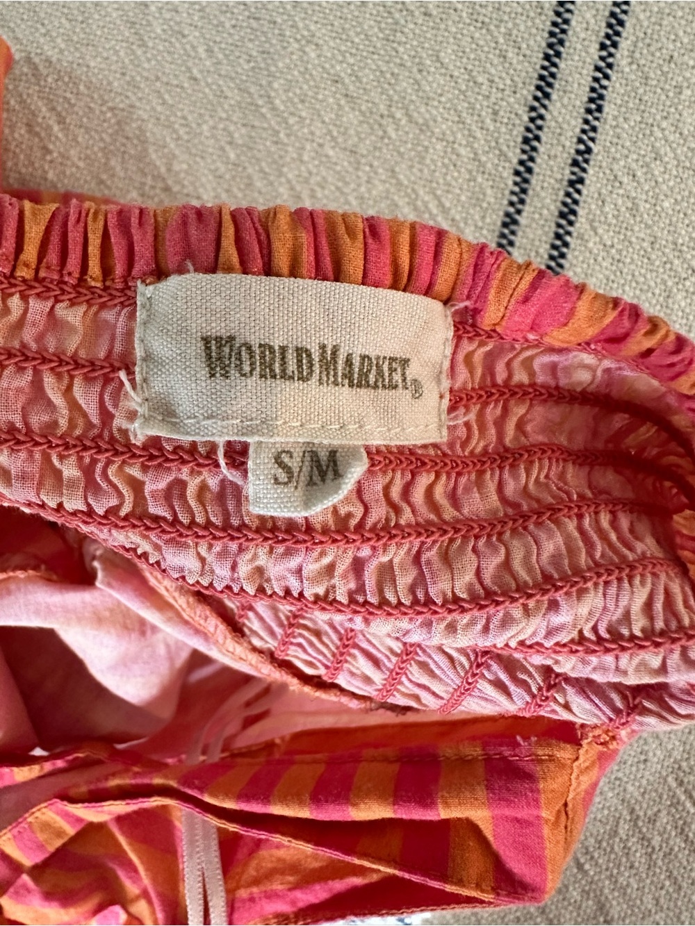 “World Market” Pink and Orange Striped Maxi Dress - Picture 4 of 4